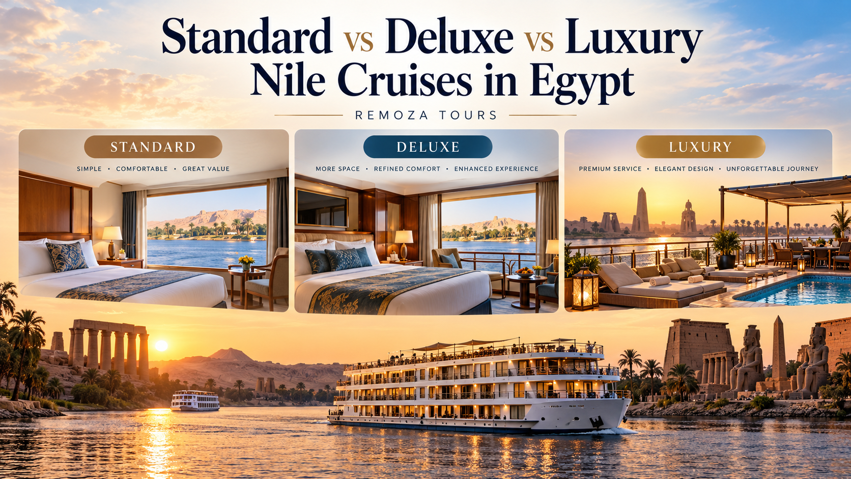 Standard vs Deluxe vs Luxury Nile Cruises in Egypt