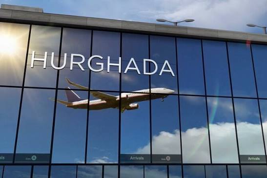 Private transfer vehicle outside Hurghada International Airport arrivals