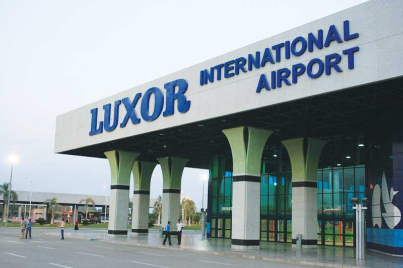 Private transfer vehicle outside Luxor International Airport arrivals