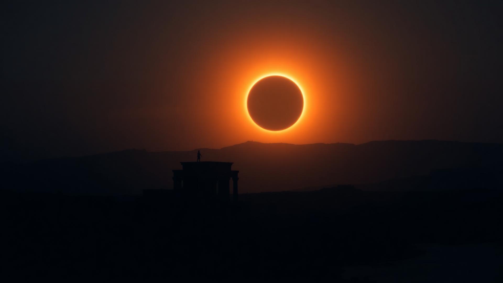 Total solar eclipse over Luxor, Egypt