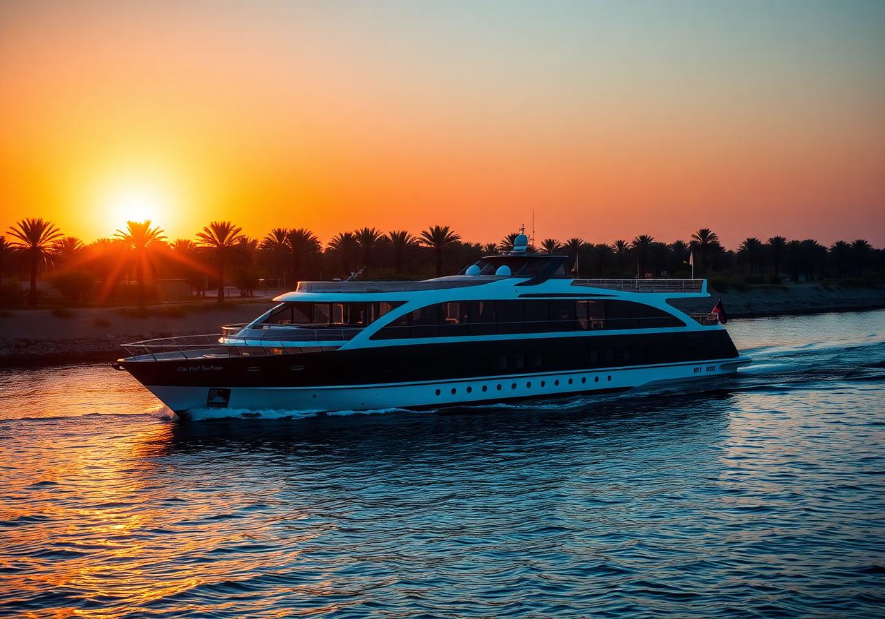 Luxury Nile cruise at sunset
